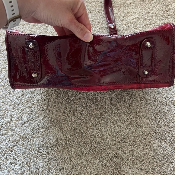 M.C. GENUINE LEATHER RED HANDBAG PURSE SHOULDER FAUX CROC SNAKE - Picture 5 of 12